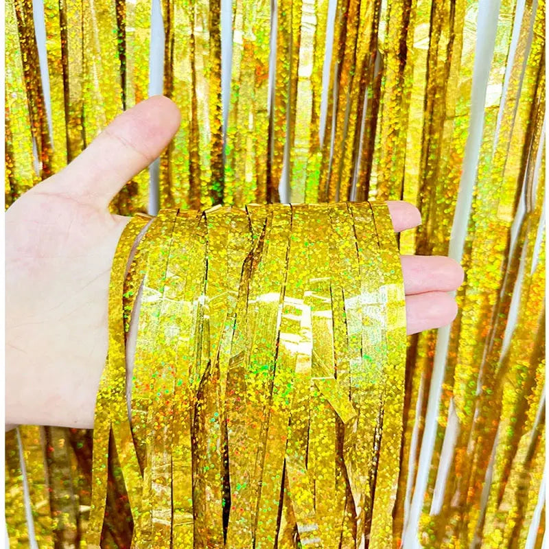 1 2 3 Meters Party Backdrop Wedding Decor Curtains Tinsel Curtain Zpaxo gold 1MX1M