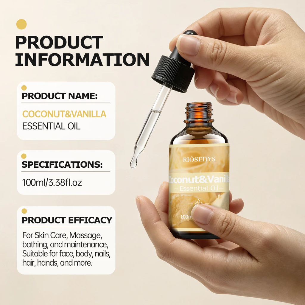 COCONUT VANILLA ESSENTIAL OIL Suitable Massage Skincare Deeply Zpaxo