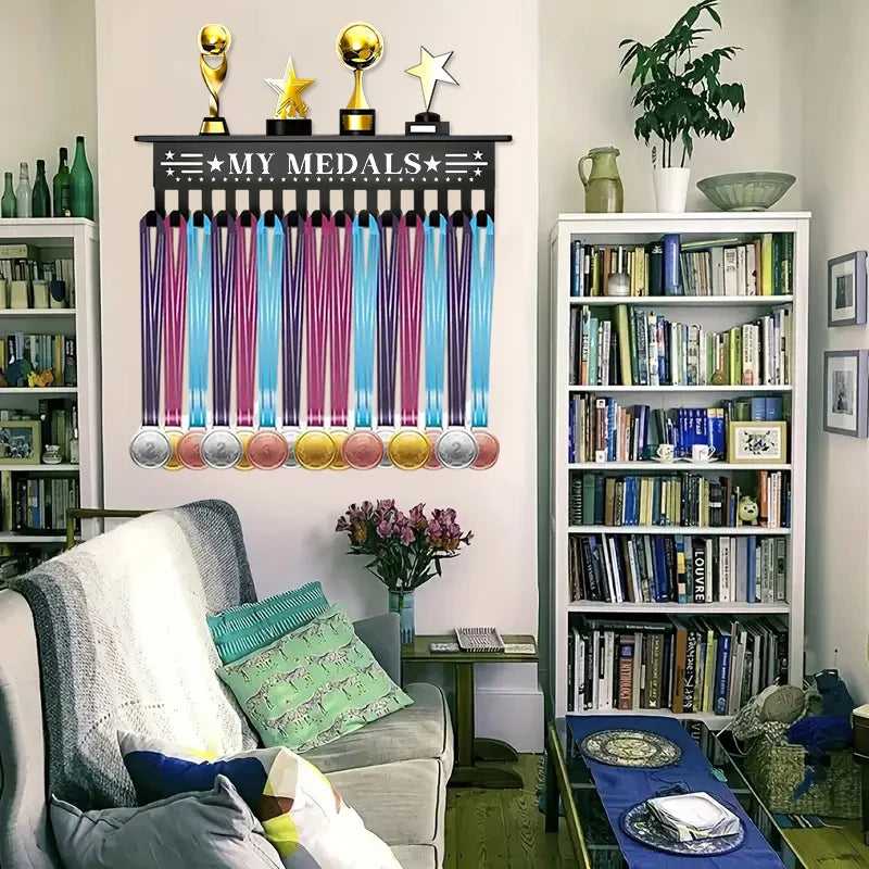 Medal Hanger Display Rack Wall Mount Metal Trophy Ribbons Medals