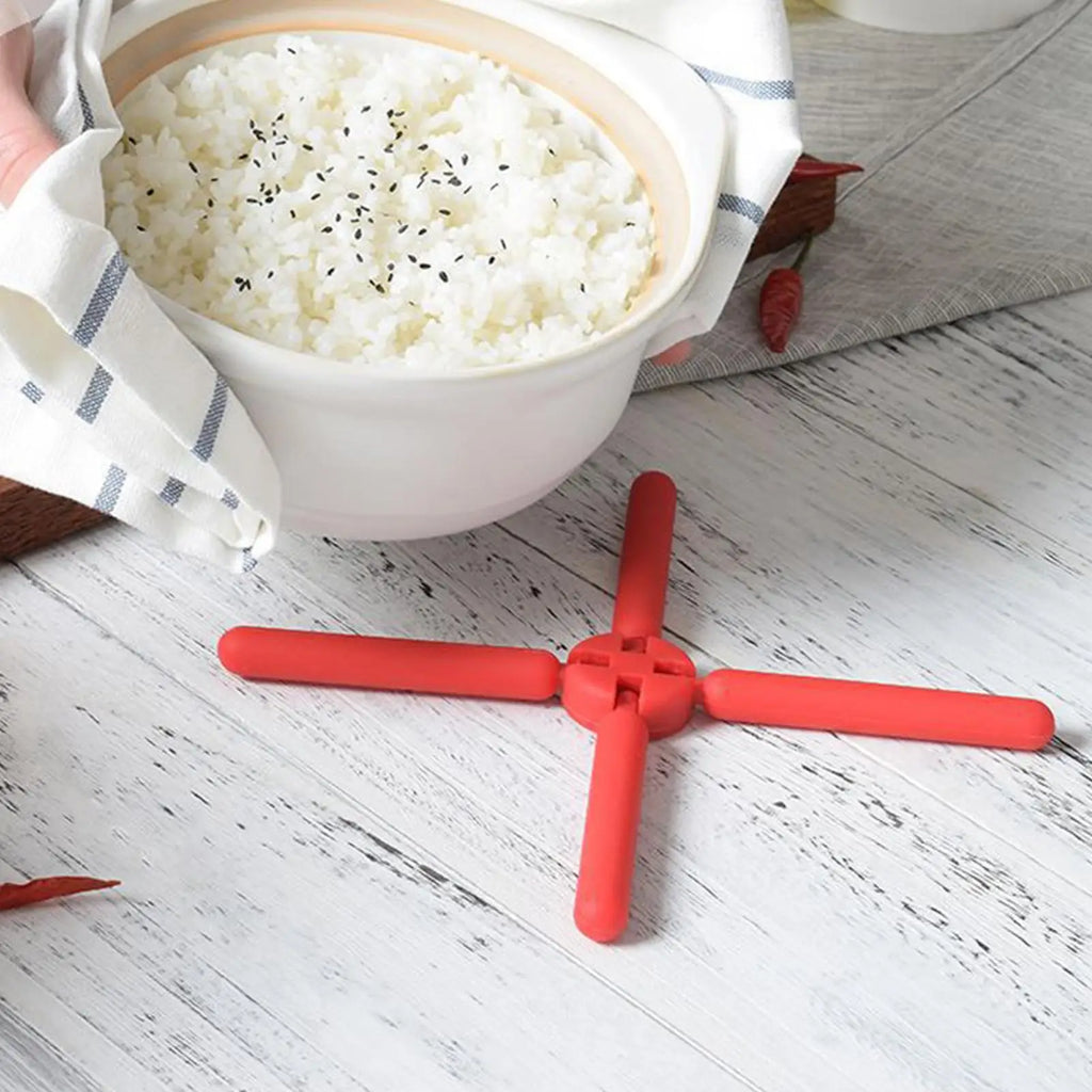 Silicone Trivet Heat-resistant Cross Pan Holder Folding Pot Kitchen