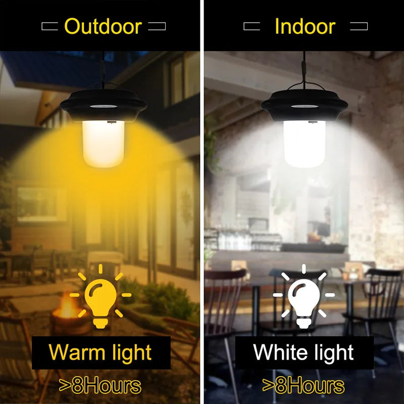 Double Head Solar Pendant Light Portable Outdoor Garland Dimmable LED Zpaxo