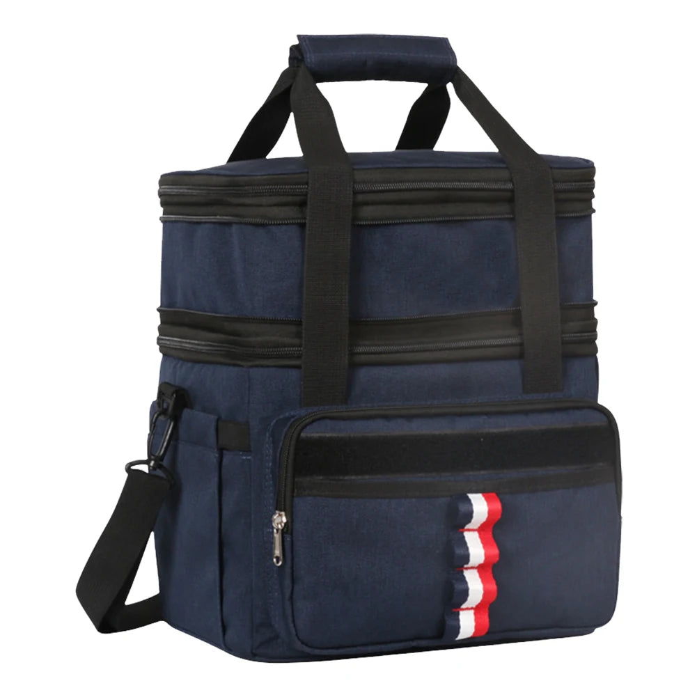 Insulated Cooler Bag Side Pockets Thermal Storage Dual Compartments