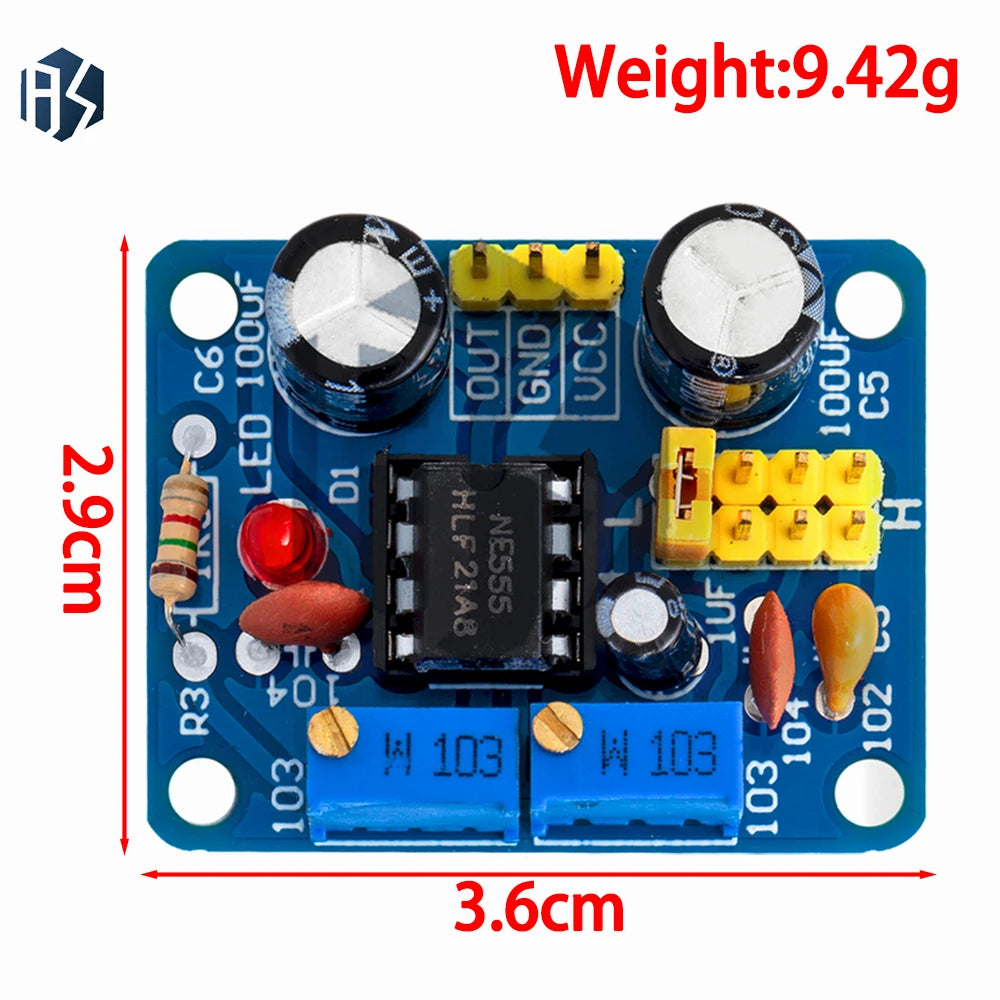 NE555 Pulse Frequency Duty Cycle Adjustable Module 5V-12V Square Wave Zpaxo