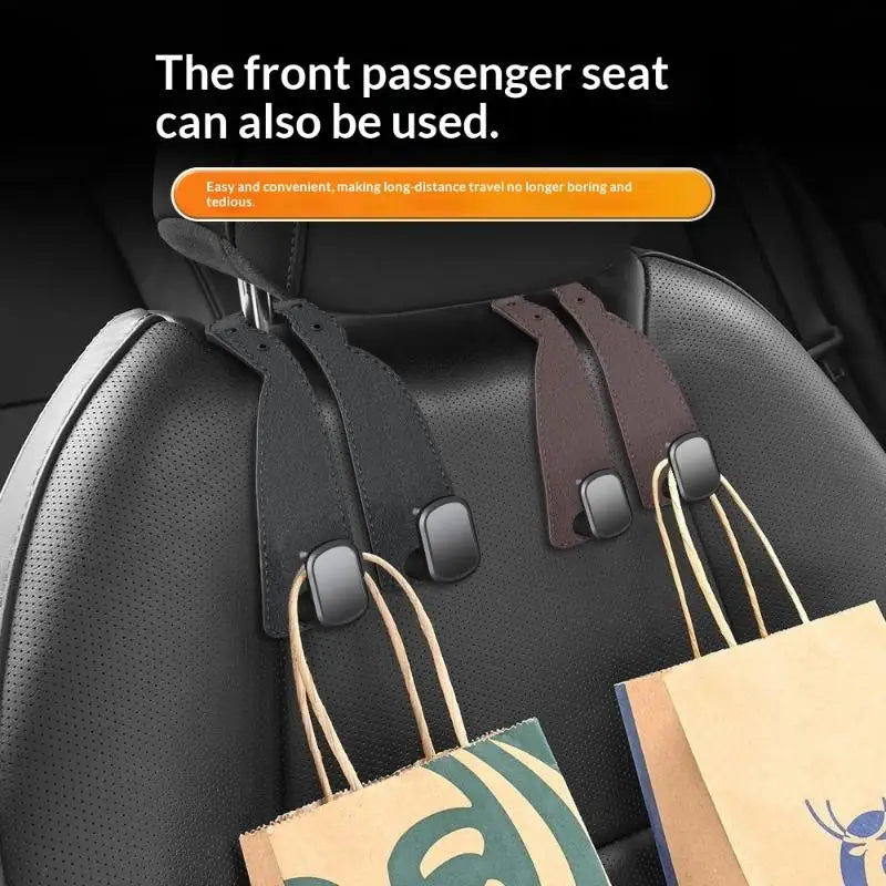 4-Pack Car Headrest Hooks – Backseat Bag Hanger Organizer
