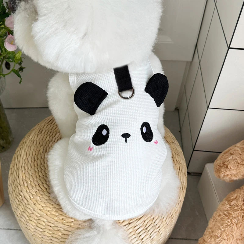 Cute Pet Vest Breathable Waffle Knit Soft Comfortable Traction Buckle Zpaxo S white