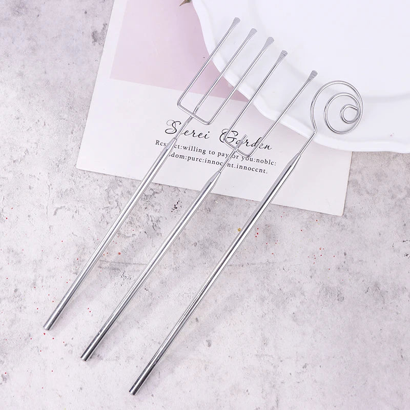 Stainless Steel Candy Dipping Fork Irregular Shaped Cheese Fondue Culinary Decorating Fork Long Handle Chocolate Dipping Tool Zpaxo