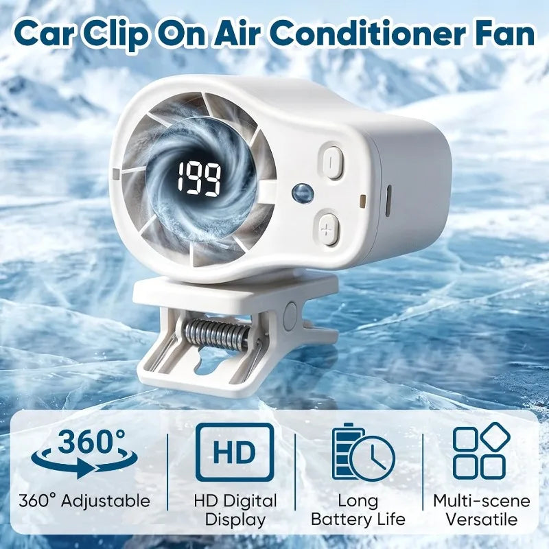 Clip-On Semiconductor Cooling Fan | USB Rechargeable, LED Display