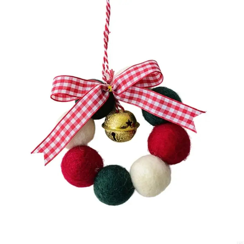 Handmade Mini Christmas Wreath Ornament Wool Felt Decors Soft Ball