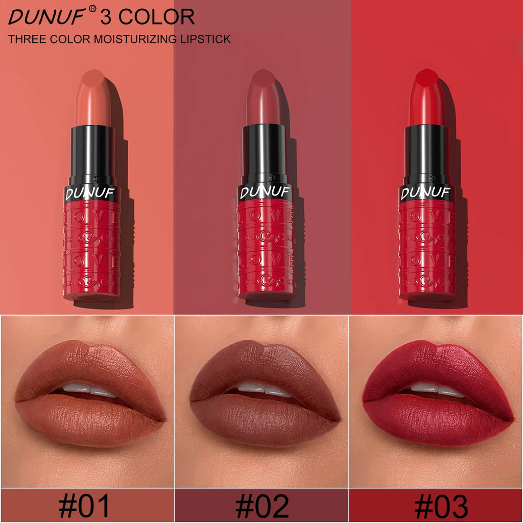 3Colors Velvet Matte Lipstick Waterproof Long Lasting Non Transfer Lip Gloss Hydrating Moisturizing Zpaxo