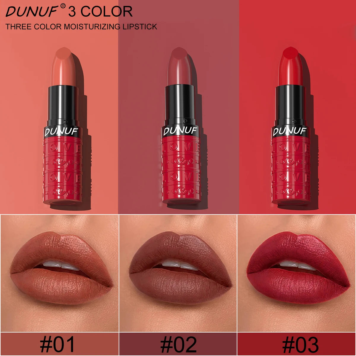 3Colors Velvet Matte Lipstick Waterproof Long Lasting Non Transfer Lip Gloss Hydrating Moisturizing Zpaxo