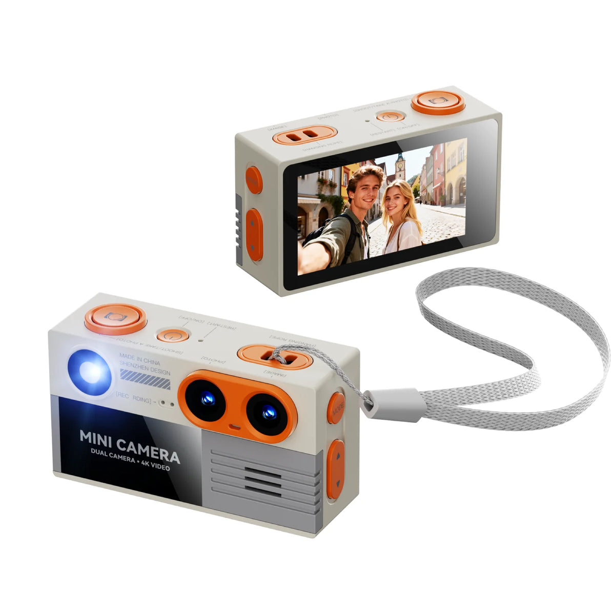 G9 Palm-Sized Mini Digital Camera 1.97inch Screen with Flashlight Multiple Filters Keychain Portable Digital Camera For Gift NEW Zpaxo G9 Orange Gray Camera Add 64G