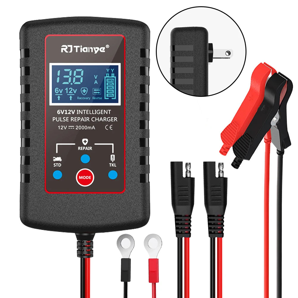 Smart Battery Charger Motorcycle Lawn Mower Car Automatic Float 6V Zpaxo US