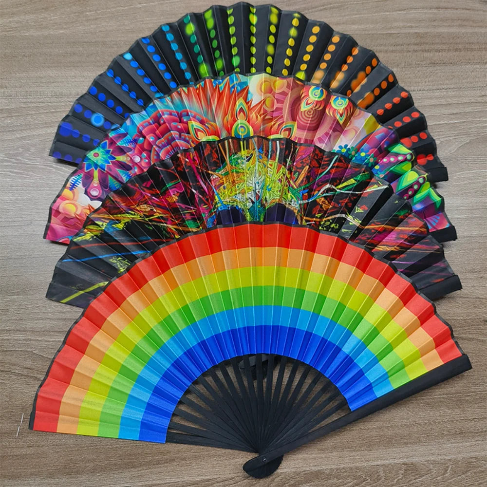 Leopard Print Folding Fan – 23cm Portable Satin Cloth, Black Frame Decorative Folding Fan Zpaxo