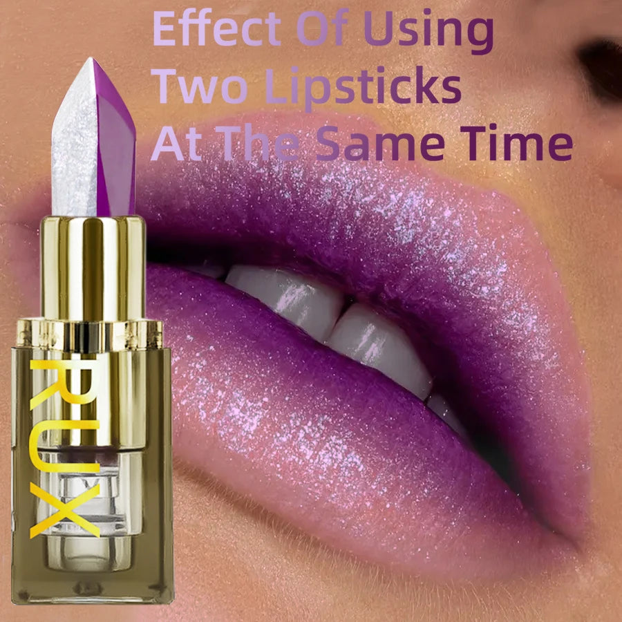 Two Tone Glitter Matte Lipstick Purple Black Lip Stick Discolocration