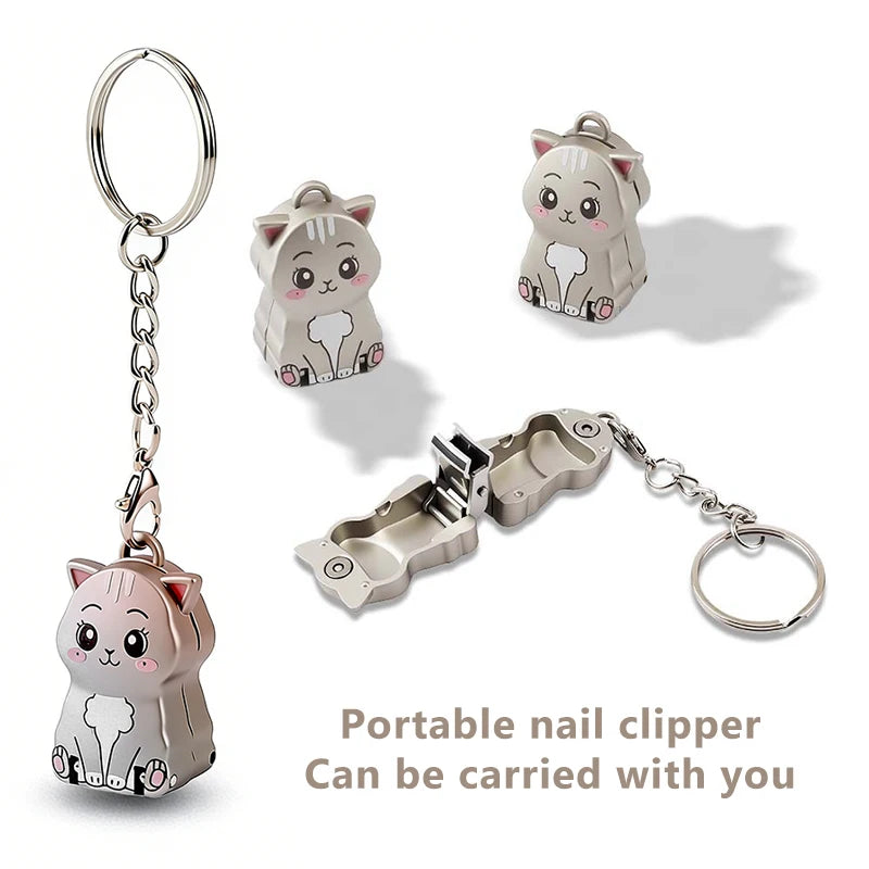 1pcs Exquisite Cat Nail Clippers Keychain Cute Foldable Nail Cutter Portable Stainless Steel Nail Clippers Manicure Trimmer Zpaxo