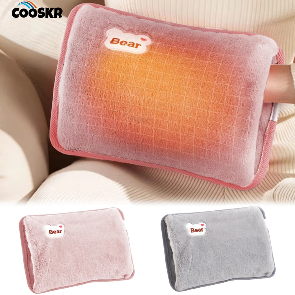 Electric Hand Warmer Portable Heated Gloves USB Warming Plush Water
