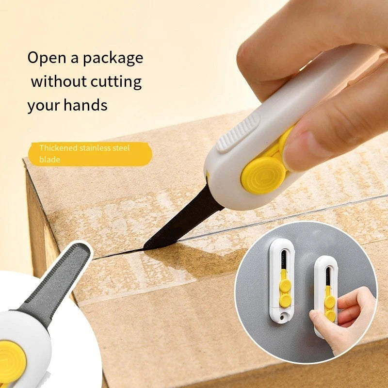 Box Cutter Mini Magnetic Safety Lock Opening Packages Cartons Opener