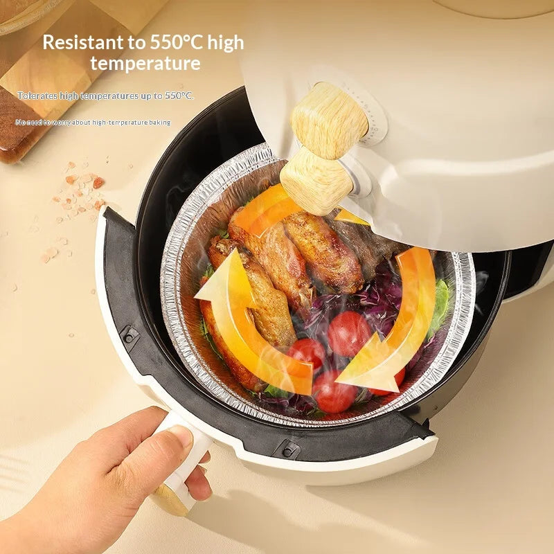 10Pcs Tin Foil Box, Air Fryer, Specialized Tin Foil Tray, Disposable Circular Tin Foil Bowl for Household Use, Oven Baking Bowl Zpaxo