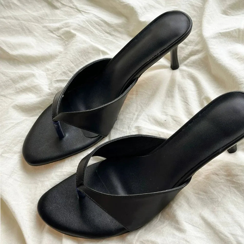 Fashion Round Toe Women's Thin Heel Sandals Flip Flops Slippers