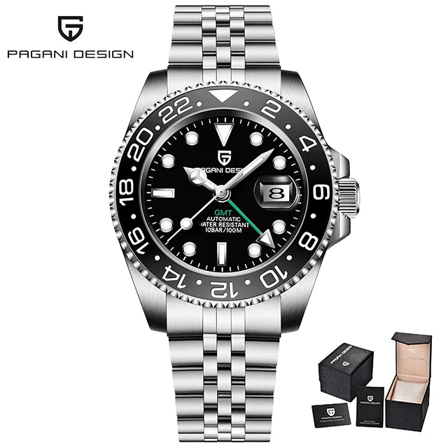 New GMT Watch PAGANI DESIGN 40mm Men Wristwatch Classic Luxury Mechanical Watches Top Brand 100M Waterproof Watches for Man 2026 Zpaxo Jubilee black United States