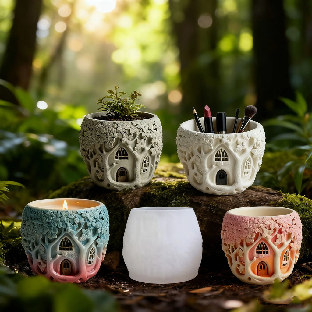 Elf Treehouse Silicone Resin Mold – Candles, Vases & Plaster Silicone Craft Mold Zpaxo