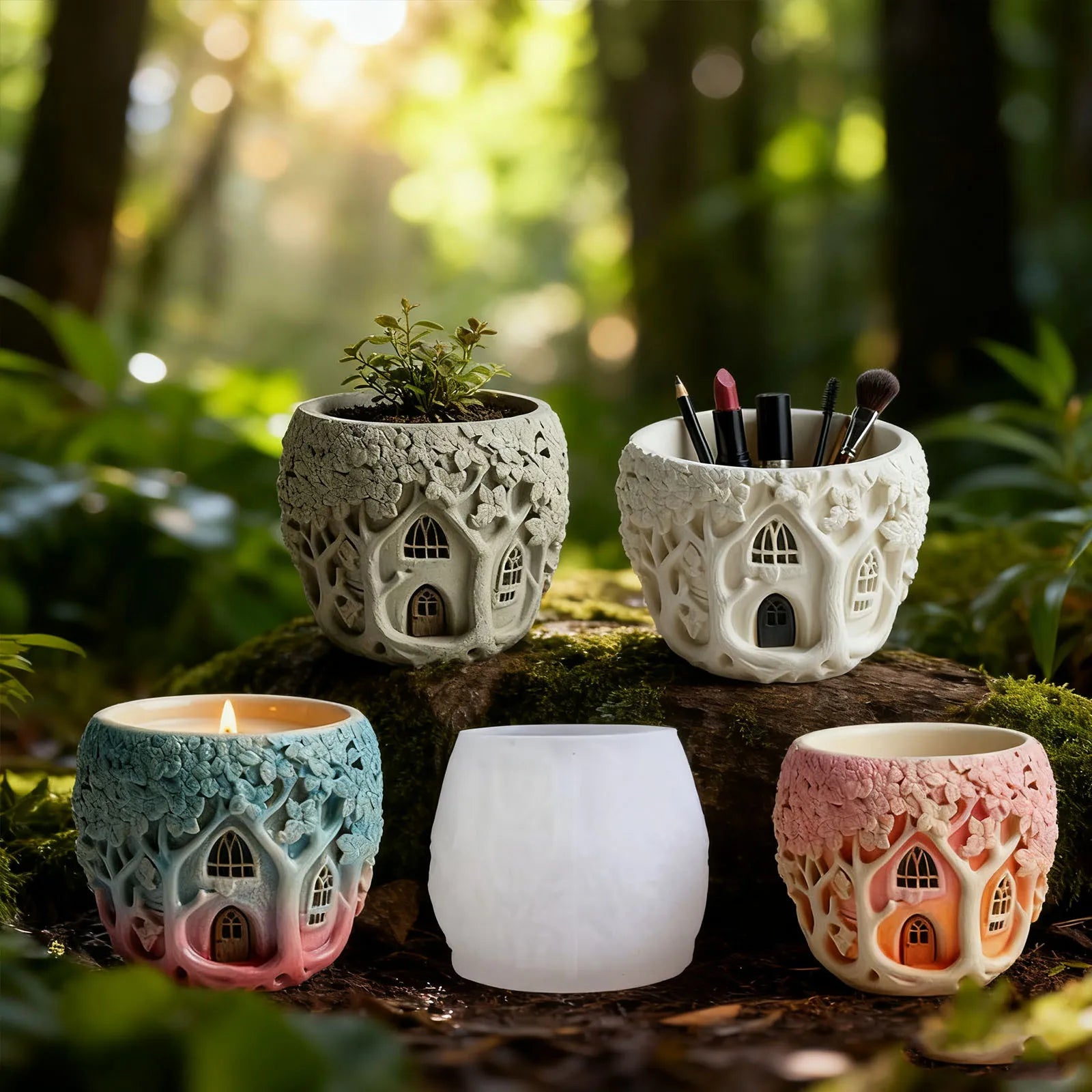 Elf Treehouse Silicone Resin Mold – Candles, Vases & Plaster Silicone Craft Mold Zpaxo