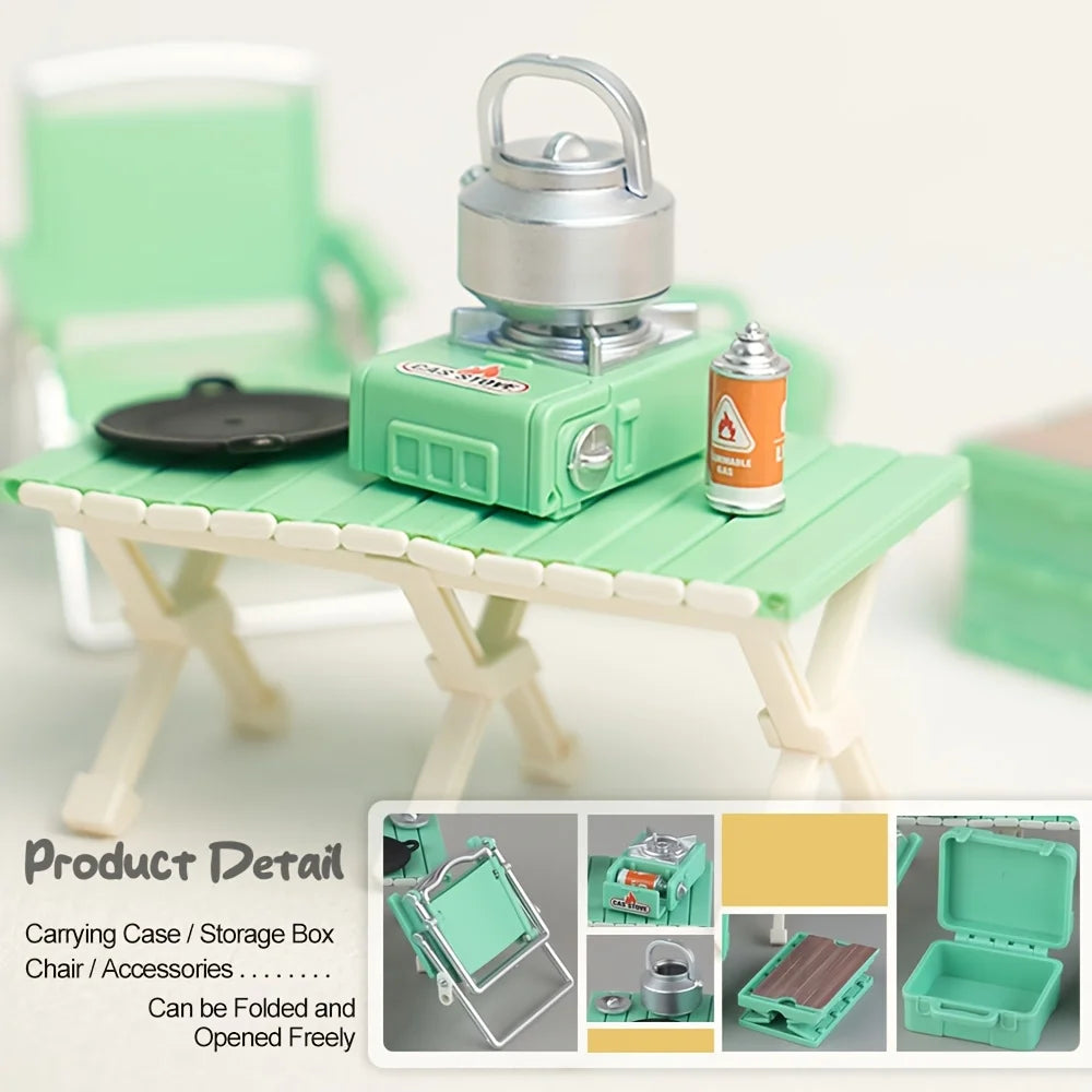 Realistic Miniature Camping Picnic Furniture Doll House Portable