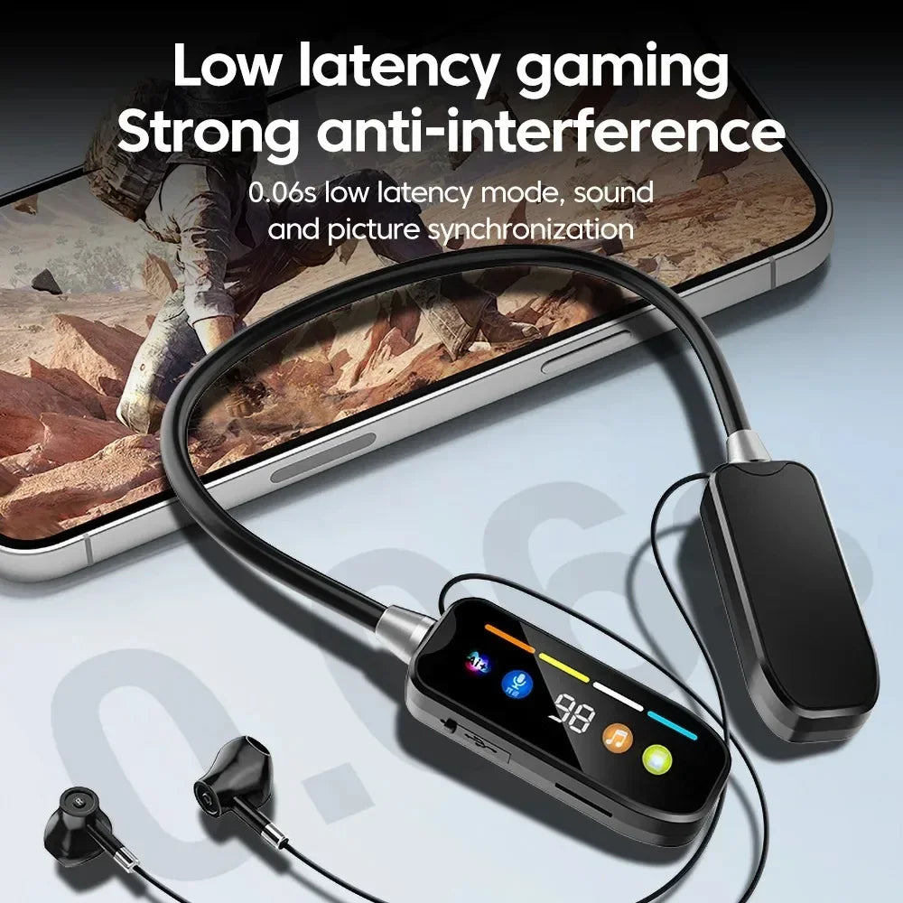 KEBIDUMEI Bluetooth 5 4 Headphones Screen Neckband Earphones Wireless