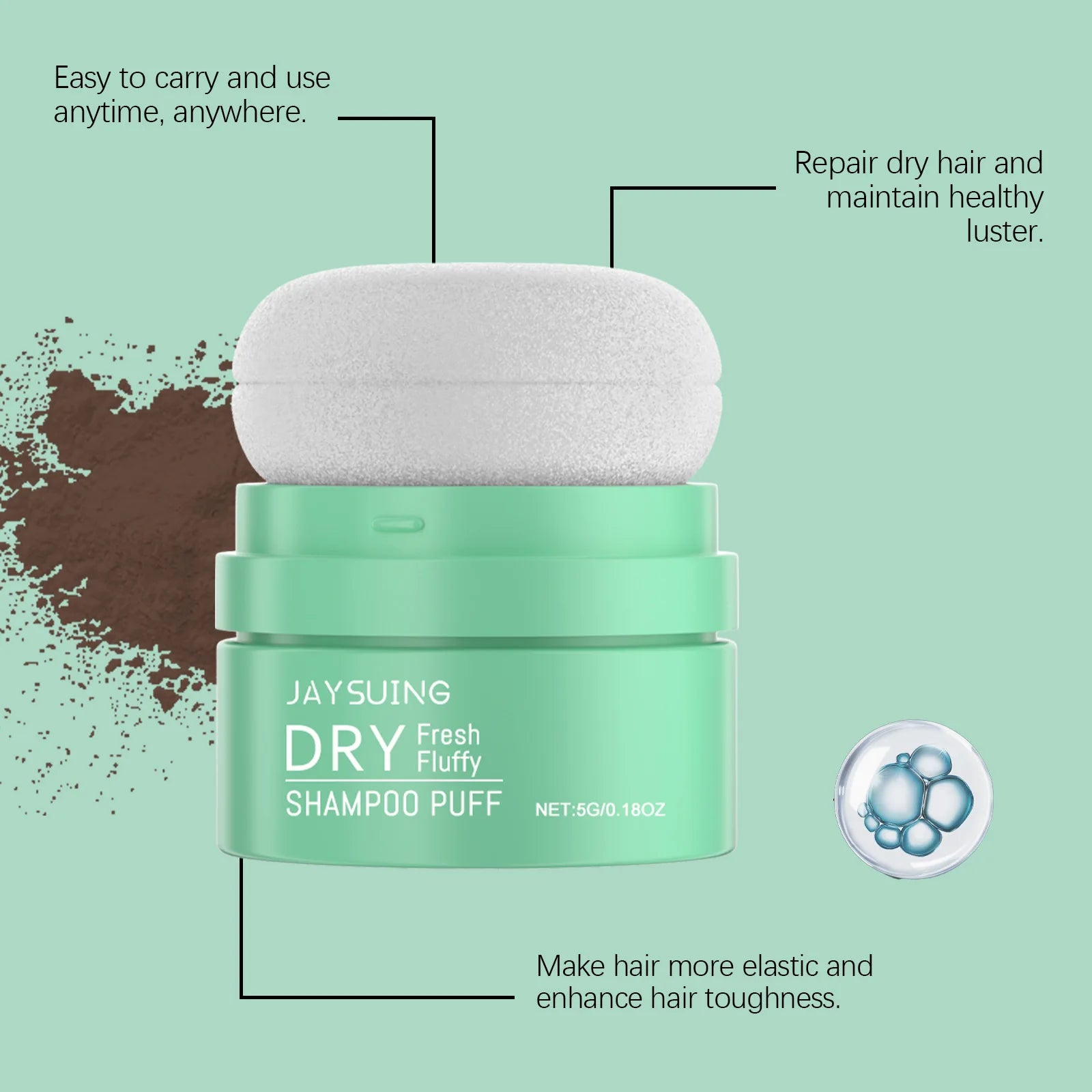 Matte Dry Shampoo Powder Puff – Instant Oil Control & Volume 5g Dry Shampoo Powder Zpaxo