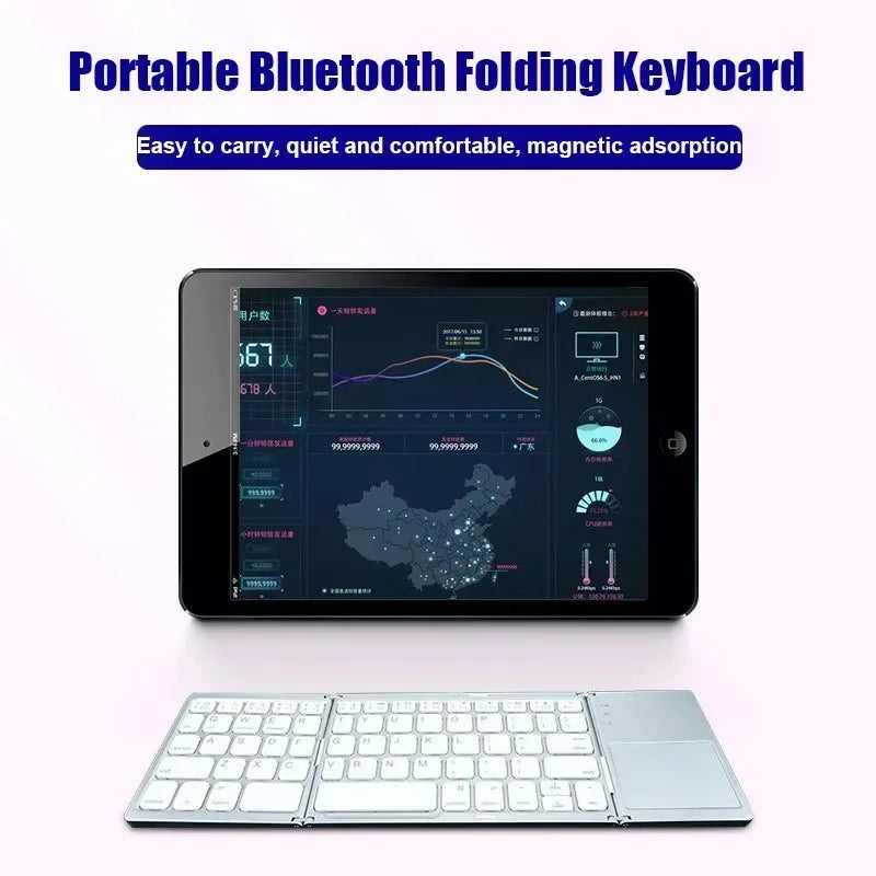 Bluetooth 5 0 Keyboard Tri-fold Mini Touchpad Rechargeable Wireless Zpaxo