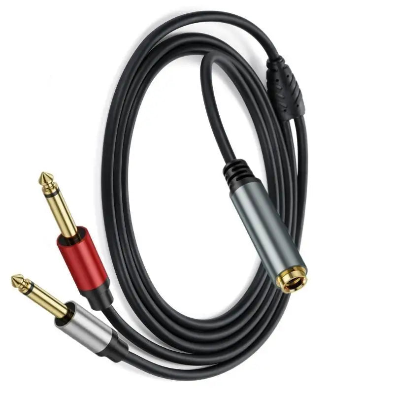652F Professional Female Two 1 4 Mono Male Speaker Splitter Cable Zpaxo