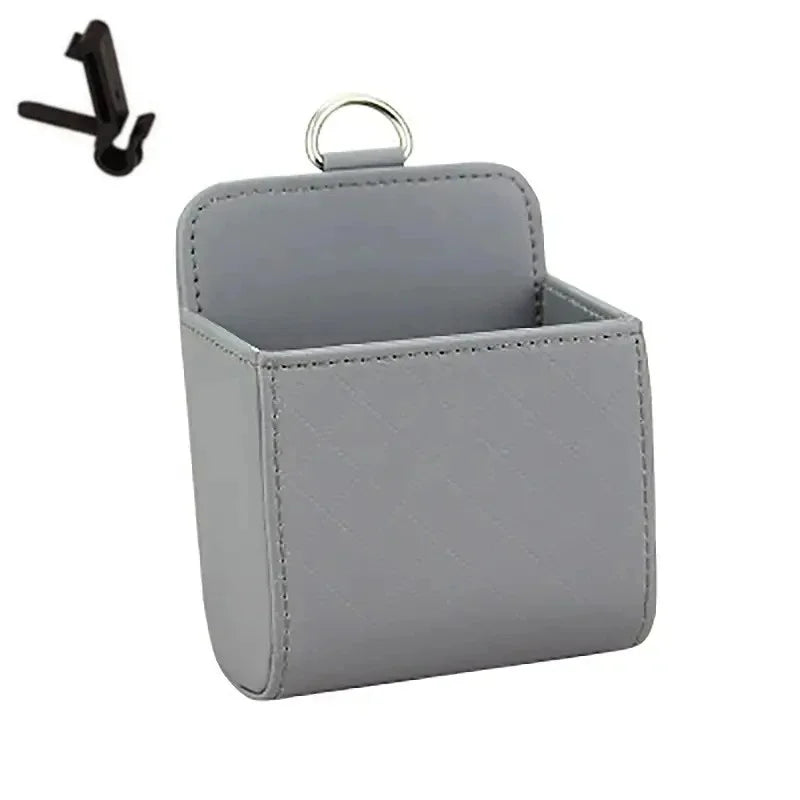 Car Air Vent Organizer Bag – Leather Dashboard Storage Box Car Vent Organizer Zpaxo Gray