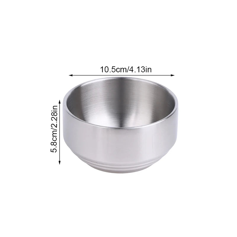 Korean 304 Double-layer Thick Durable Stainless Steel Rice Bowl Soup Zpaxo 1 Silver