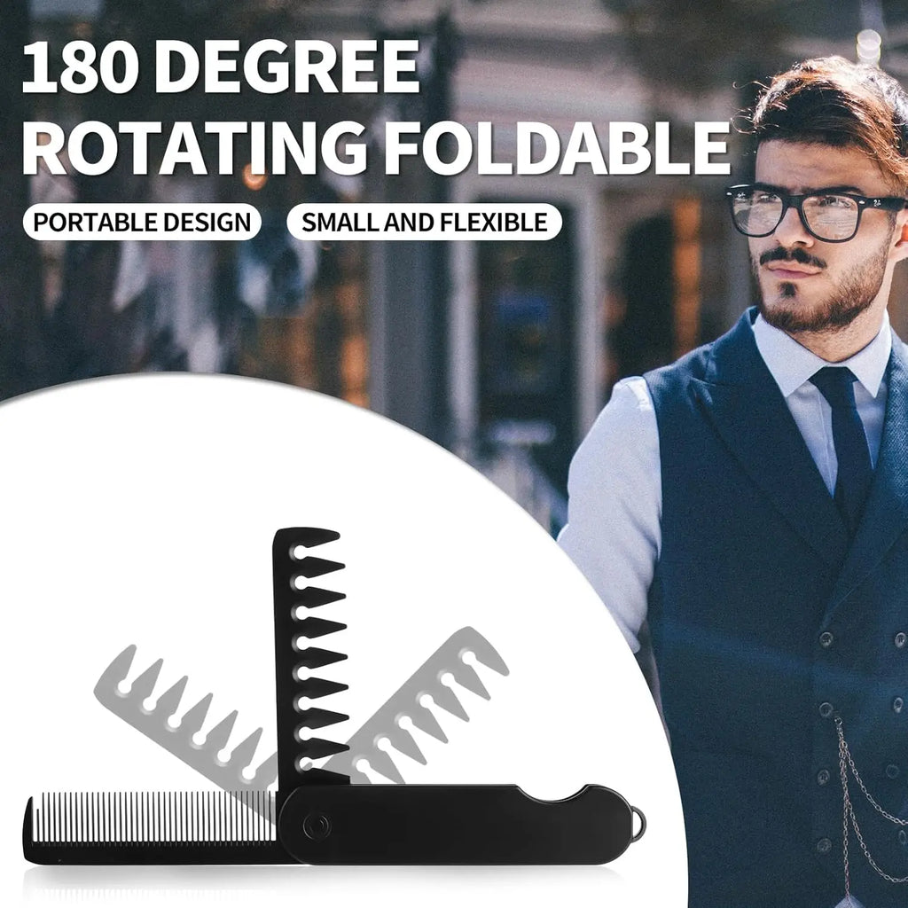 Men's 2-in-1 Folding Pocket Comb – Fine & Wide Tooth Travel