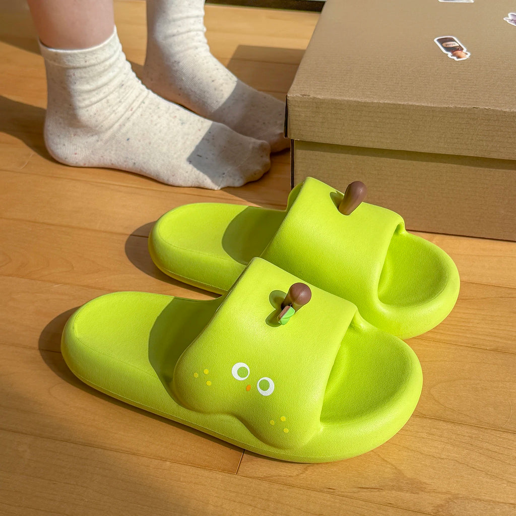 SHAJI Women Cute Pineapple Cloud Slides Summer EVA Thick Sole Non