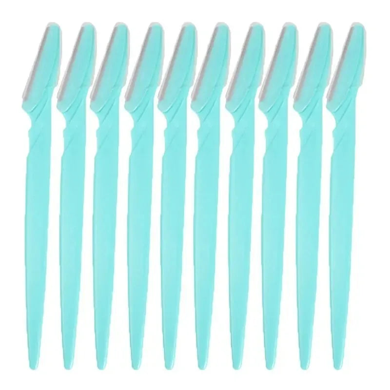 1- Eyebrow Trimmer Razor Safety Eye Brow Shaping Knife Portable Zpaxo 10Pcs Blue