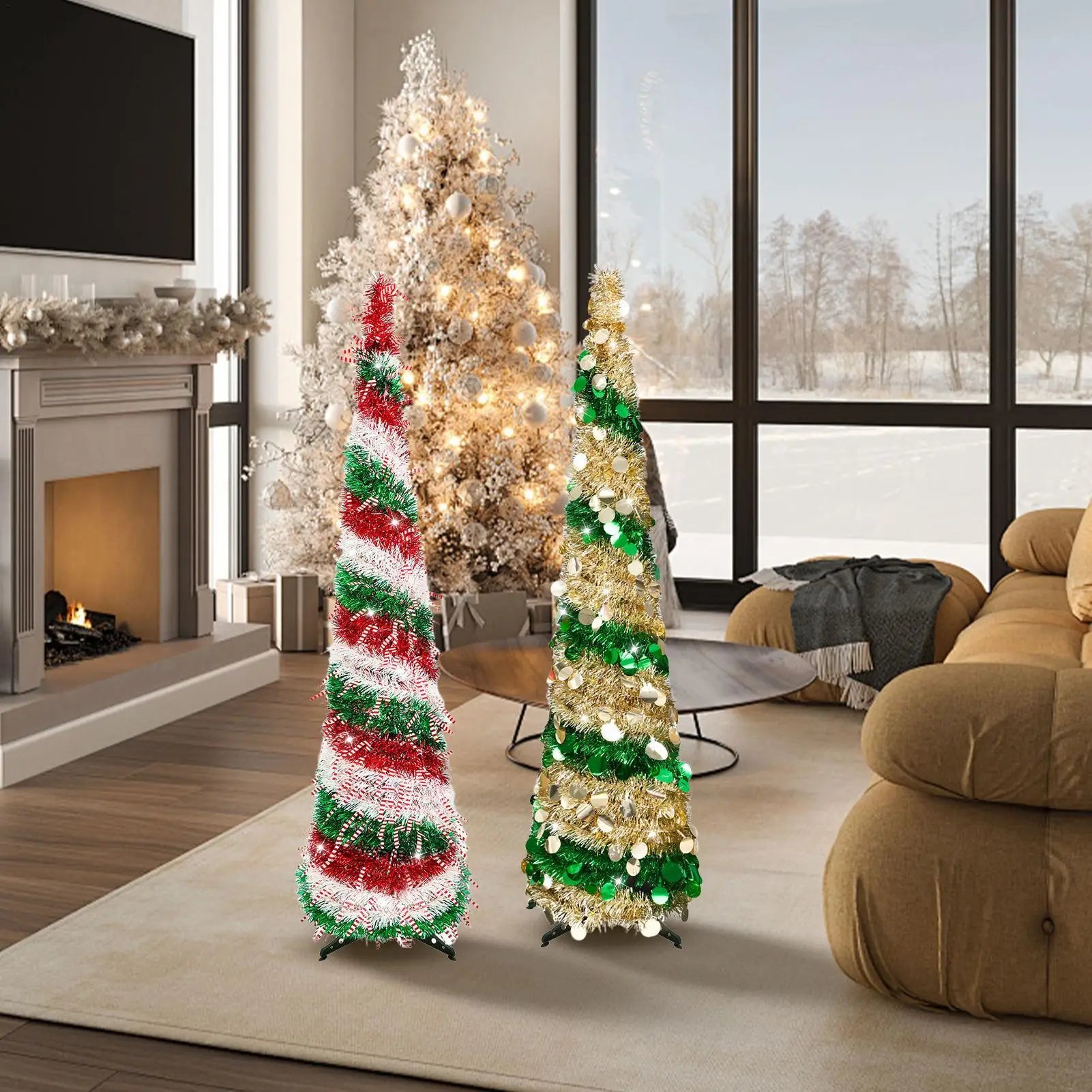 Artificial Christmas Tree Pencil Trees Popup Holiday Decor Indoor