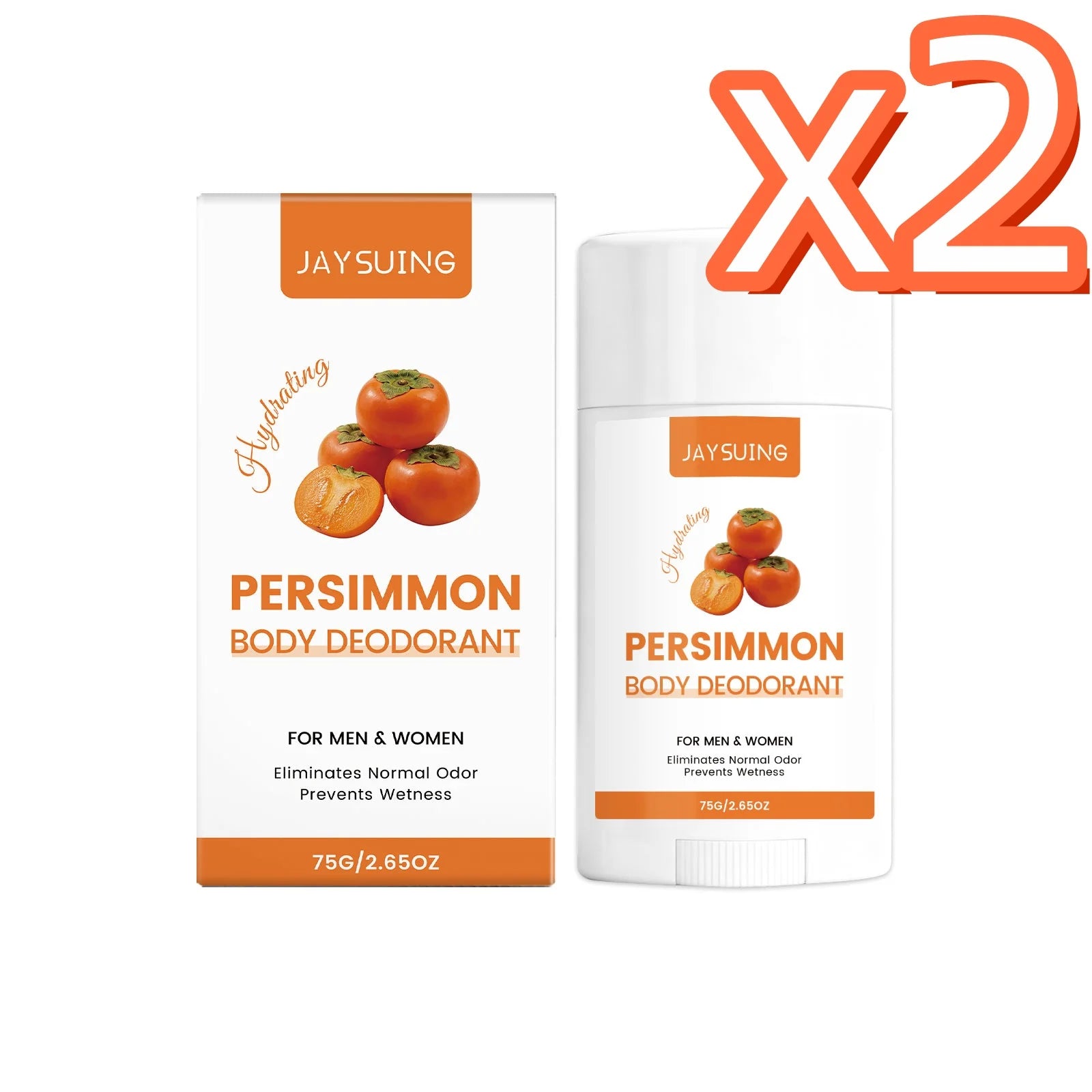 Persimmon Scent Deodorant Stick – Unisex Antiperspirant 75g Deodorant Stick Zpaxo 75g Boxed x 2