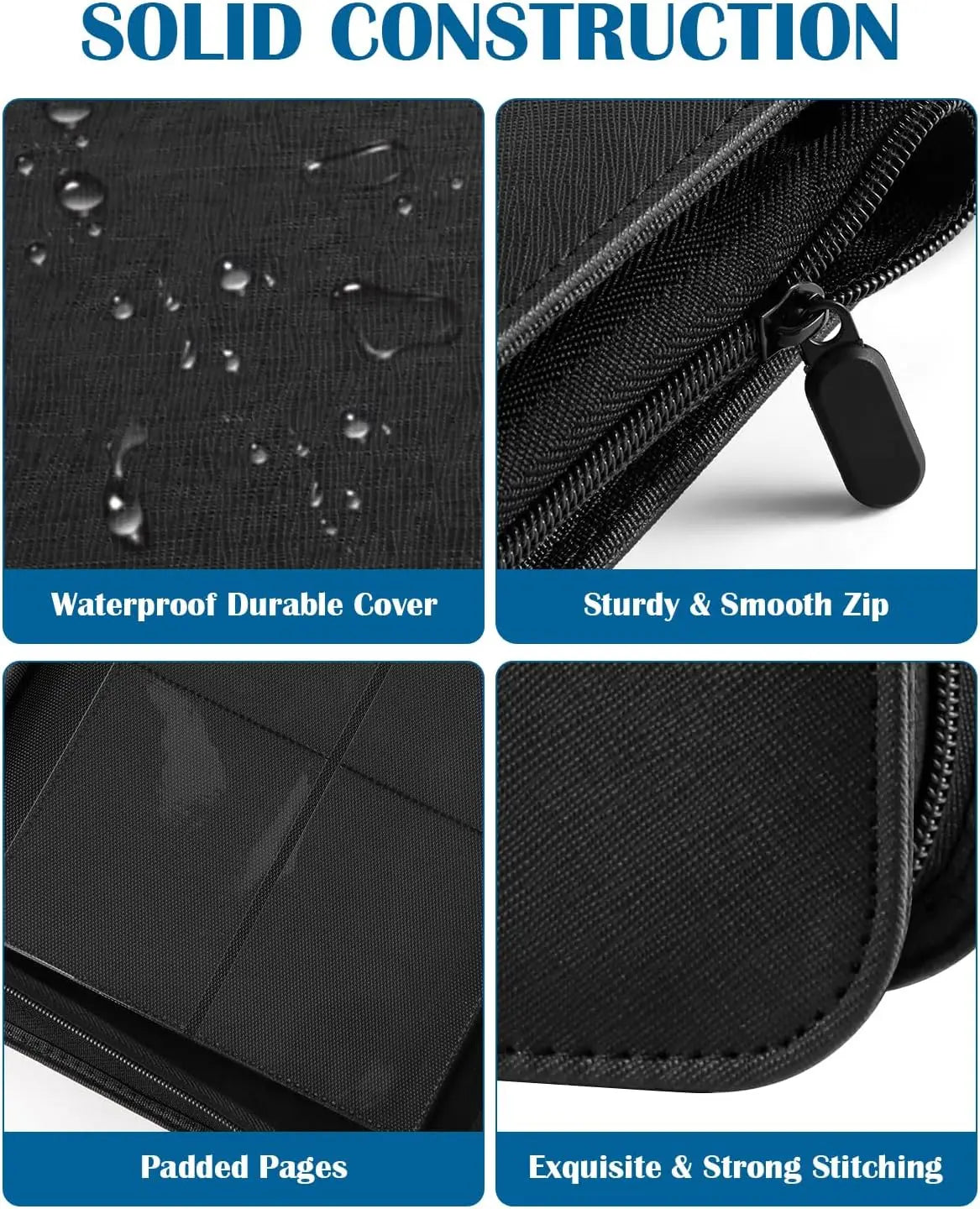 50-Sheet Zipper Trading Card Binder – PU Leather TCG Album