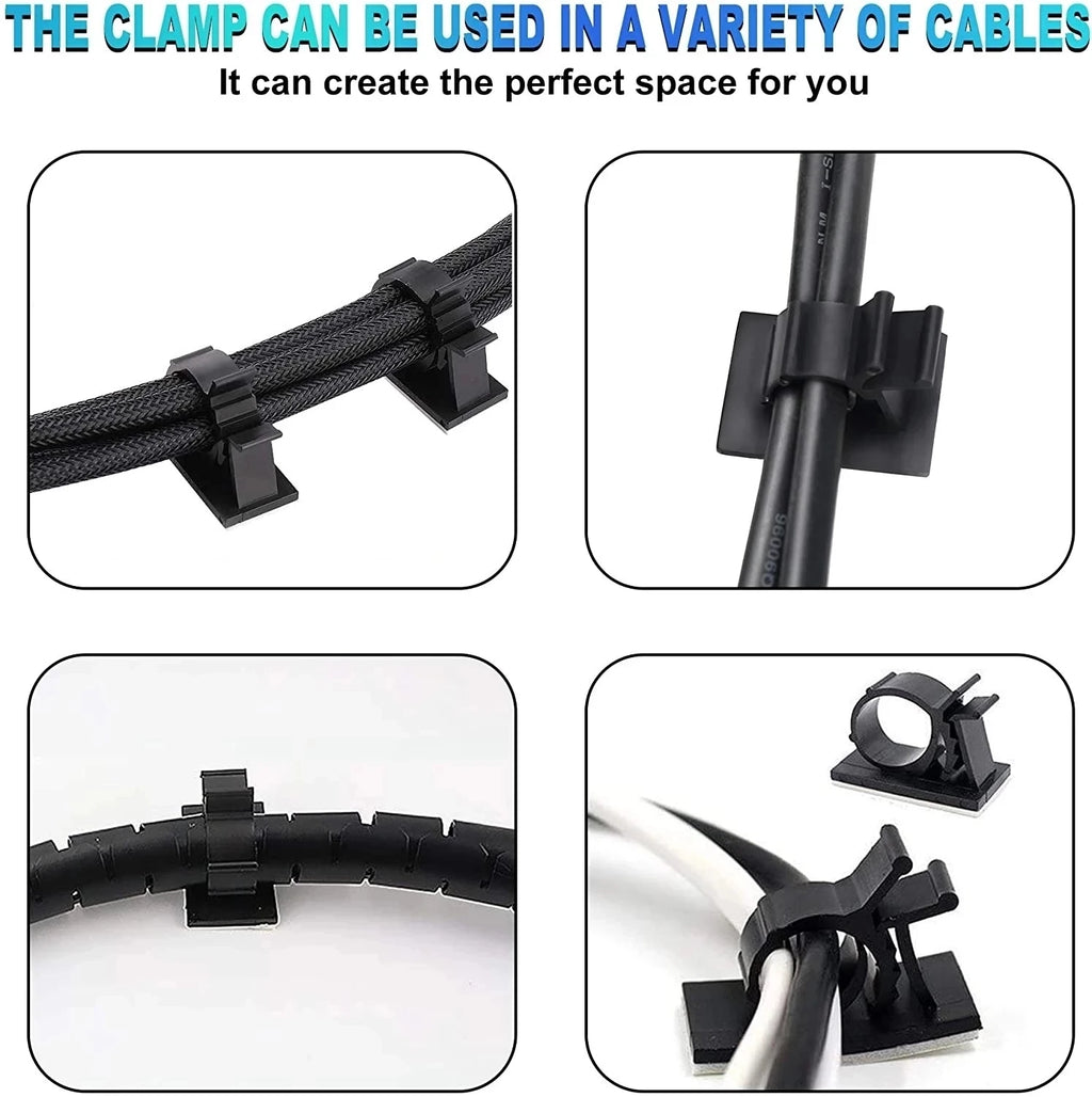 10pcs Adjustable Self-Adhesive USB Cable Organizer Clips Wire Ties Mounts Clamp Clip Organizer Desk Cable Cord Management Holder Zpaxo