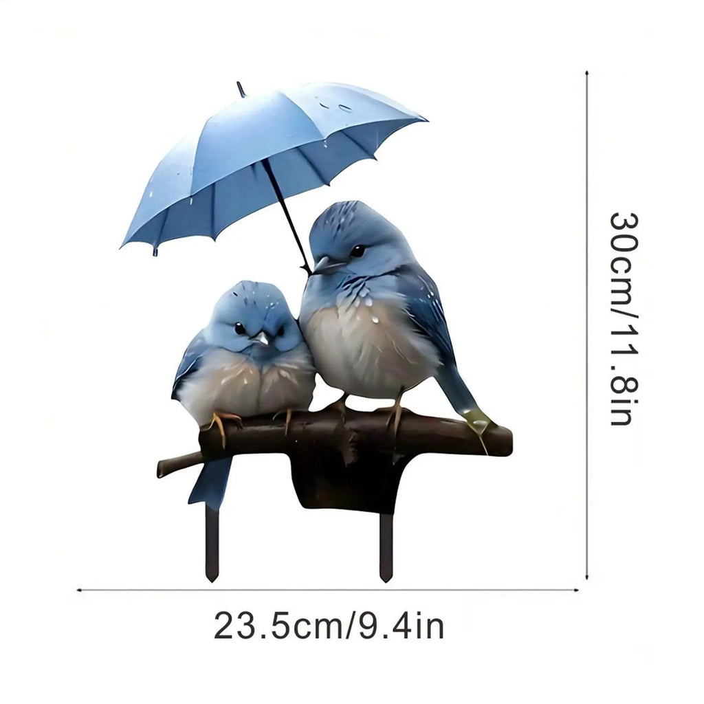 Garden Stakes Decorative 2D Acrylic Flat Ground Insert Blue Bird