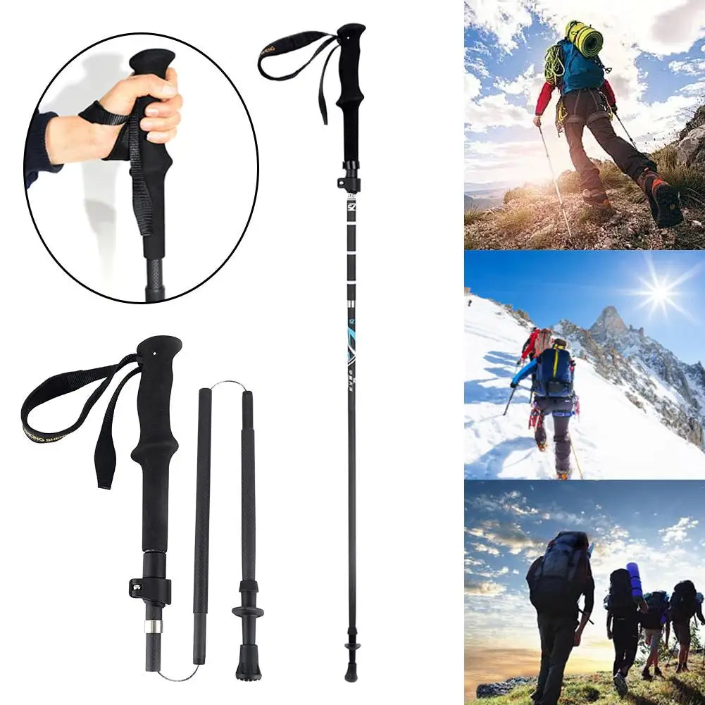 Ultralight Full Carbon Fiber Trekking Poles 4 Section Folding Telescopic Hiking Sticks Portable Nordic Mountain Climbing Cane Zpaxo
