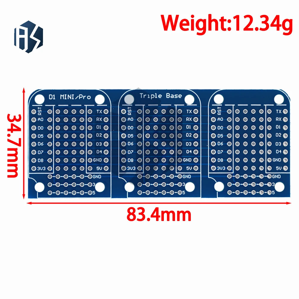 for WeMos D1 Mini Double-Sided Perfboard ProtoBoard Shield - Triple-Layer Stackable Design for Arduino or ESP8266 Zpaxo