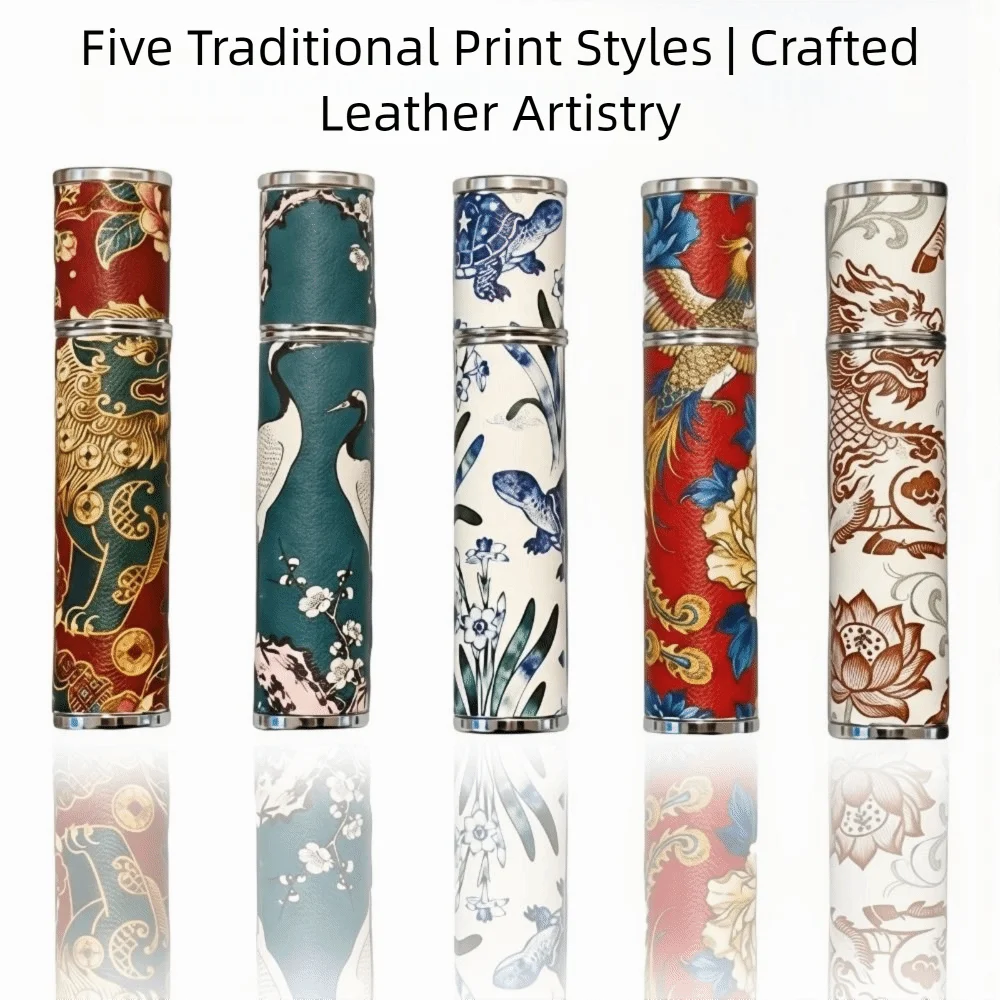 Portable PU Leather Perfume Bottle Cartoon Cosmetic Container Empty Zpaxo