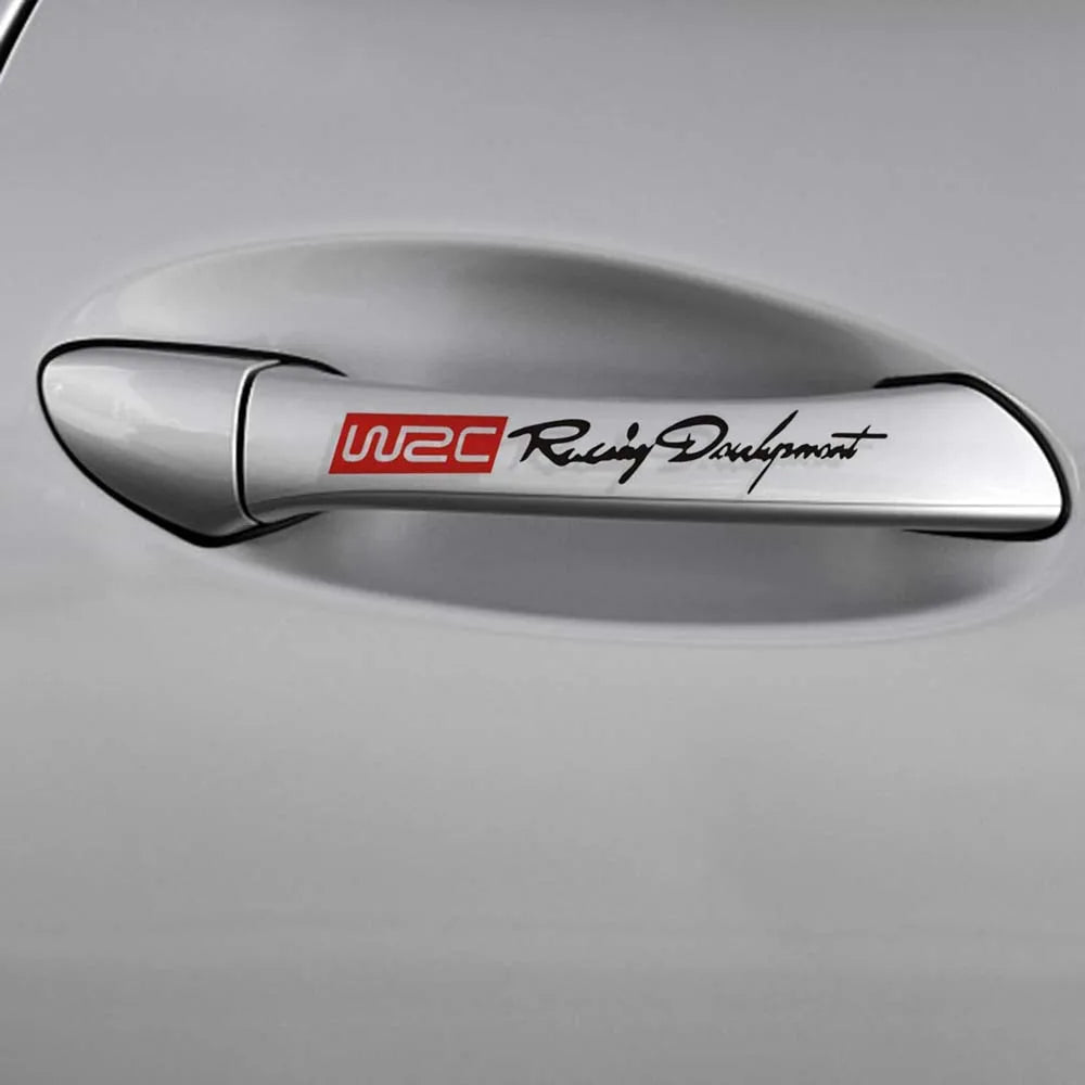 Car Styling Fashion WRC World Racing Development Creative Car Door Handle Decals Dual Color Design Stickers Vinyls Decals Zpaxo
