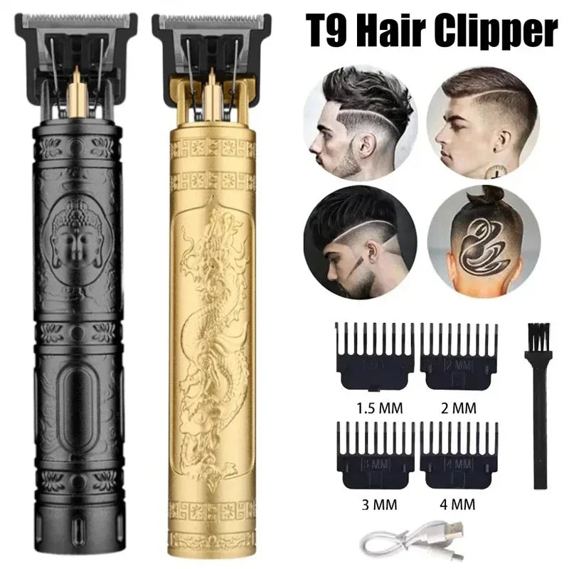 T9 Carving Vintage Hair Clipper For Mens Grooming Essential Tools USB Fast Rechargeable Beard Hair Trimmer Provide Precise Shave Zpaxo