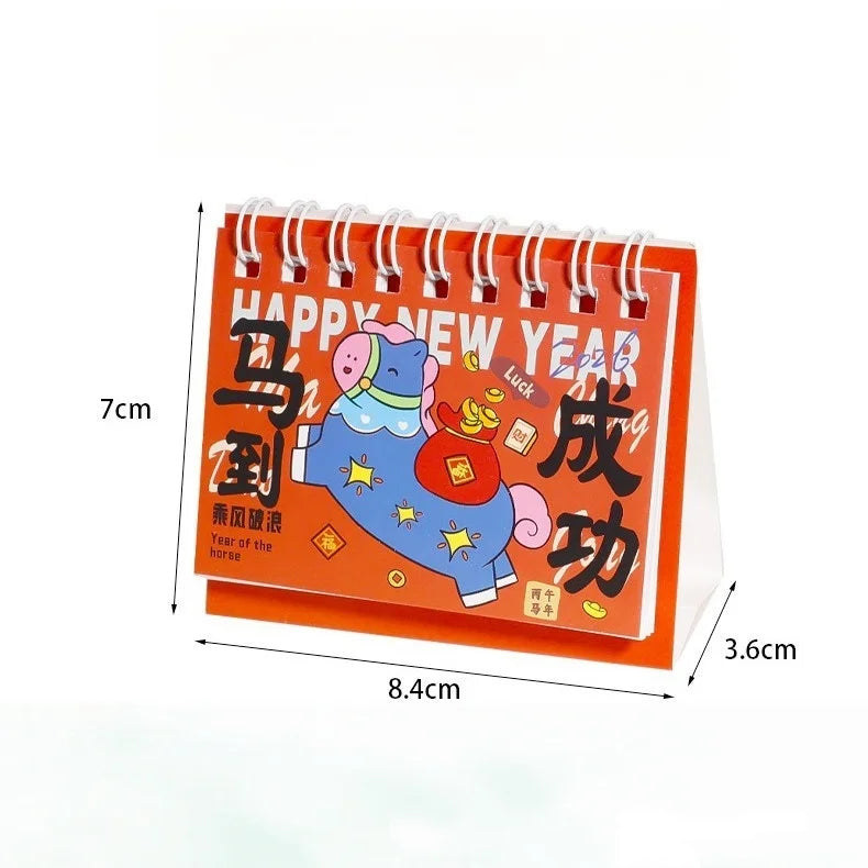 1Pcs 2026 Year Of The Horse Mini Calendar Cartoon Pony Desk Calendar Office School Portable Calendar Schedule Desktop Decoration Zpaxo A