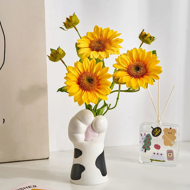 Cat's Paw Resin Vase Ceramic Flower Pot Suitable Desktop Arrangement