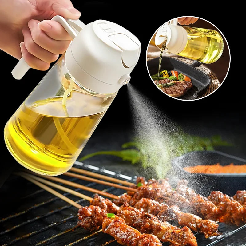 2in1 Plastic Spray Oil Sprayer Bottle Dispenser Jar Cruet BBQ Kitchen