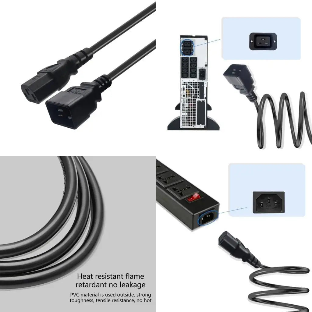 652F Power Cord 3Prong C20 Male to C13 Female 5.9Ft 250V 10Amp 16A PDU Extension Cable for Laptops Electronics Computer Zpaxo China Mainland